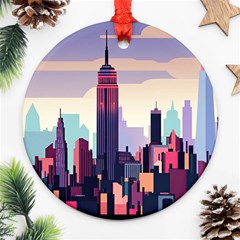 New York Skyline Cityscape Nyc New York City Landmark Ornament (round)