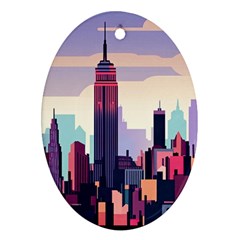 New York Skyline Cityscape Nyc New York City Landmark Ornament (oval) by Jancukart