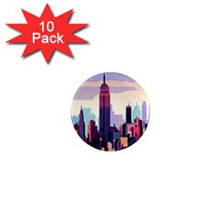 New York Skyline Cityscape Nyc New York City Landmark 1  Mini Magnet (10 Pack) 