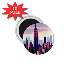 New York Skyline Cityscape Nyc New York City Landmark 1 75  Magnets (10 Pack)  by Jancukart