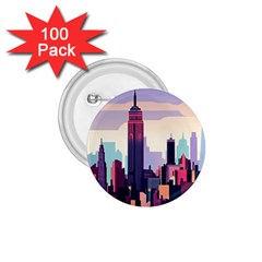 New York Skyline Cityscape Nyc New York City Landmark 1 75  Buttons (100 Pack) 