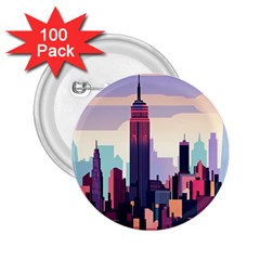 New York Skyline Cityscape Nyc New York City Landmark 2 25  Buttons (100 Pack) 