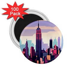 New York Skyline Cityscape Nyc New York City Landmark 2 25  Magnets (100 Pack) 