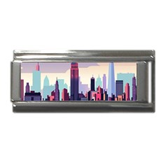 New York Skyline Cityscape Nyc New York City Landmark Superlink Italian Charm (9mm) by Jancukart