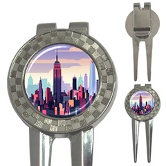 New York Skyline Cityscape Nyc New York City Landmark 3-in-1 Golf Divots