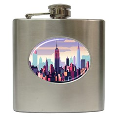 New York Skyline Cityscape Nyc New York City Landmark Hip Flask (6 Oz) by Jancukart