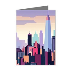 New York Skyline Cityscape Nyc New York City Landmark Mini Greeting Card by Jancukart