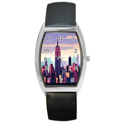 New York Skyline Cityscape Nyc New York City Landmark Barrel Style Metal Watch by Jancukart