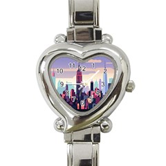 New York Skyline Cityscape Nyc New York City Landmark Heart Italian Charm Watch