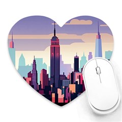 New York Skyline Cityscape Nyc New York City Landmark Heart Mousepad by Jancukart