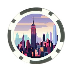 New York Skyline Cityscape Nyc New York City Landmark Poker Chip Card Guard by Jancukart