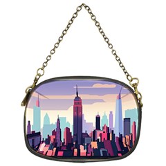 New York Skyline Cityscape Nyc New York City Landmark Chain Purse (one Side)