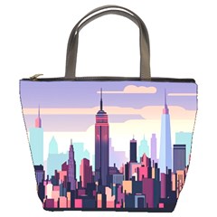 New York Skyline Cityscape Nyc New York City Landmark Bucket Bag by Jancukart