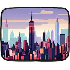 New York Skyline Cityscape Nyc New York City Landmark Fleece Blanket (mini) by Jancukart