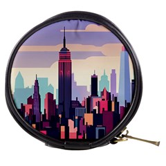 New York Skyline Cityscape Nyc New York City Landmark Mini Makeup Bag by Jancukart