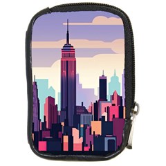 New York Skyline Cityscape Nyc New York City Landmark Compact Camera Leather Case by Jancukart