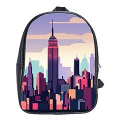 New York Skyline Cityscape Nyc New York City Landmark School Bag (large) by Jancukart