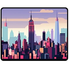 New York Skyline Cityscape Nyc New York City Landmark Two Sides Fleece Blanket (medium)