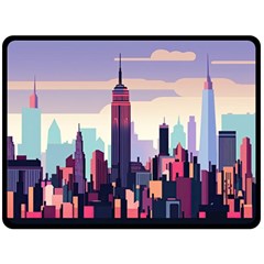 New York Skyline Cityscape Nyc New York City Landmark Two Sides Fleece Blanket (large)