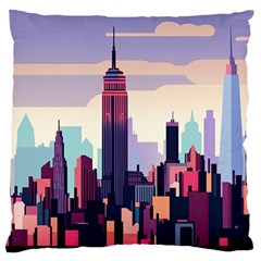 New York Skyline Cityscape Nyc New York City Landmark Large Premium Plush Fleece Cushion Case (one Side)