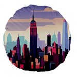 New York Skyline Cityscape Nyc New York City Landmark Large 18  Premium Flano Round Cushions Front