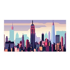 New York Skyline Cityscape Nyc New York City Landmark Satin Wrap 35  X 70  by Jancukart