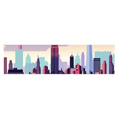 New York Skyline Cityscape Nyc New York City Landmark Oblong Satin Scarf (16  X 60 ) by Jancukart