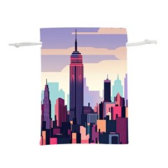 New York Skyline Cityscape Nyc New York City Landmark Lightweight Drawstring Pouch (m) by Jancukart