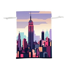 New York Skyline Cityscape Nyc New York City Landmark Lightweight Drawstring Pouch (l) by Jancukart