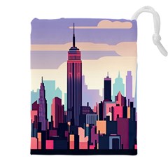 New York Skyline Cityscape Nyc New York City Landmark Drawstring Pouch (4xl) by Jancukart