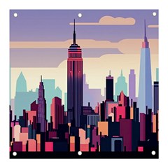 New York Skyline Cityscape Nyc New York City Landmark Banner And Sign 3  X 3  by Jancukart