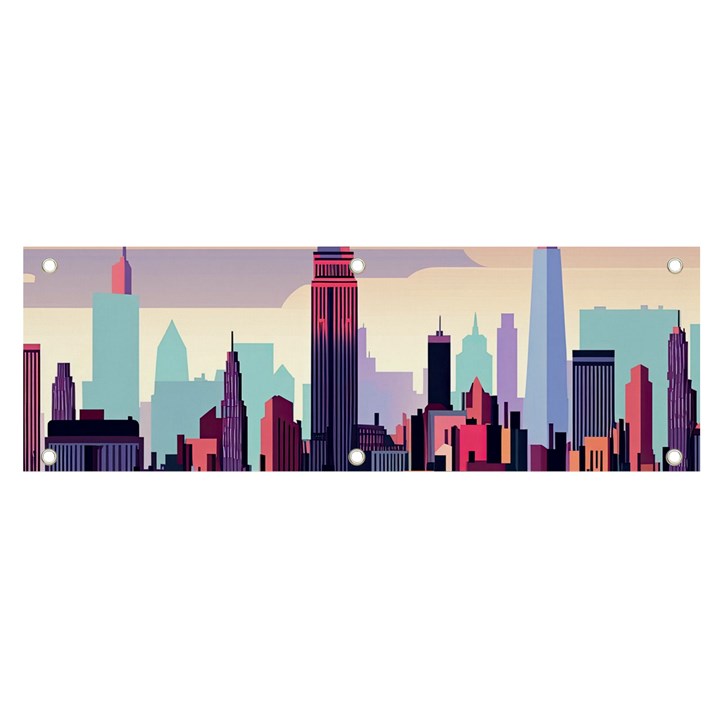 New York Skyline Cityscape Nyc New York City Landmark Banner and Sign 6  x 2 