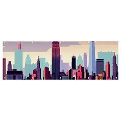 New York Skyline Cityscape Nyc New York City Landmark Banner And Sign 12  X 4  by Jancukart