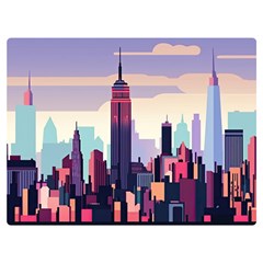 New York Skyline Cityscape Nyc New York City Landmark Two Sides Premium Plush Fleece Blanket (extra Small) by Jancukart