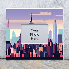 New York Skyline Cityscape Nyc New York City Landmark White Wall Photo Frame 5  X 7 