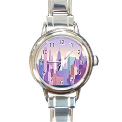 New York Skyline Cityscape Nyc New York City Round Italian Charm Watch