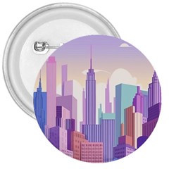 New York Skyline Cityscape Nyc New York City 3  Buttons