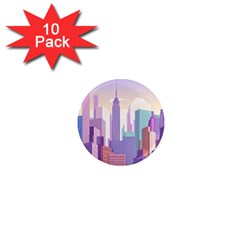 New York Skyline Cityscape Nyc New York City 1  Mini Magnet (10 Pack)  by Jancukart