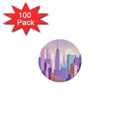 New York Skyline Cityscape Nyc New York City 1  Mini Buttons (100 pack) 