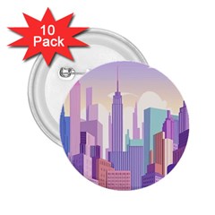 New York Skyline Cityscape Nyc New York City 2.25  Buttons (10 pack) 