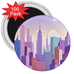 New York Skyline Cityscape Nyc New York City 3  Magnets (100 Pack) by Jancukart