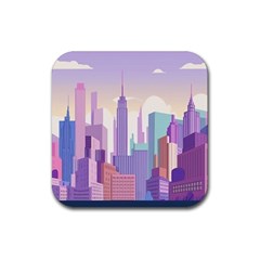 New York Skyline Cityscape Nyc New York City Rubber Coaster (Square)