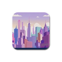 New York Skyline Cityscape Nyc New York City Rubber Square Coaster (4 pack)