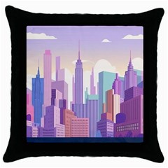 New York Skyline Cityscape Nyc New York City Throw Pillow Case (Black)