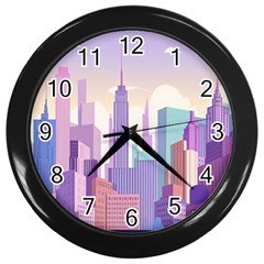 New York Skyline Cityscape Nyc New York City Wall Clock (black) by Jancukart