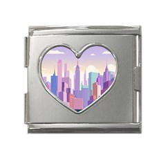 New York Skyline Cityscape Nyc New York City Mega Link Heart Italian Charm (18mm) by Jancukart