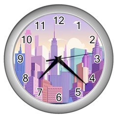 New York Skyline Cityscape Nyc New York City Wall Clock (silver) by Jancukart