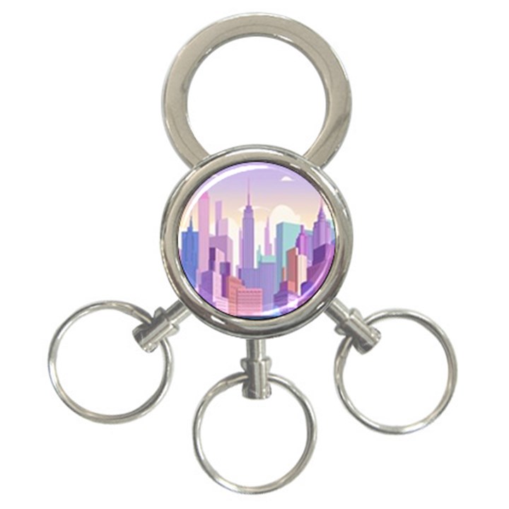 New York Skyline Cityscape Nyc New York City 3-Ring Key Chain