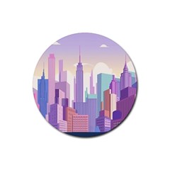 New York Skyline Cityscape Nyc New York City Rubber Coaster (Round)