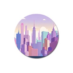 New York Skyline Cityscape Nyc New York City Magnet 3  (Round)